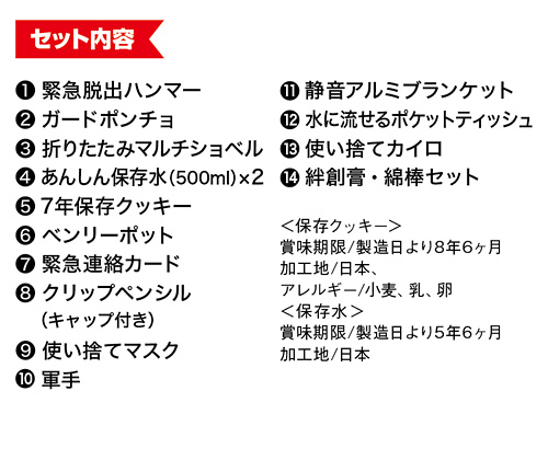 車載用防災15点セット（800E）